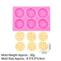 Pink 6-hole silicone mold for camera and heart-shaped chocolate cookies, 8.5x5.5cm - 7# Biscuit Shape (B833) / Pink
