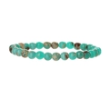 Détail macro du bracelet en perles de turquoise 6mm avec texture marbrée - Pierre de Shoushan