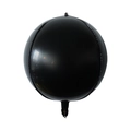 Glossy black spherical 4D aluminum foil balloon with metallic finish for party decorations - 18 Inch / Black