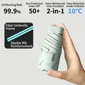 Portable mint green mini travel umbrella with UPF 50+ protection and UV resistance - 2-in-1 Reinforced Ribs Without Case / Light Green