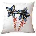 Christmas pillowcase with watercolor star lollipops and red ribbon in blue finish - Star Lollipops CRD10-20