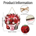 Detail von HD-gedruckten Rosen auf Herz-Holzschild mit Juteseil und Maßen für Valentinstag - Willkommen Rose Herz Stil (Y26Y90012_Q)