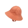 Kids orange pink cotton sun hat with wide brim and adjustable chin strap - S (45cm 3-9 Months) / Orange Pink