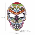 Mexican Day of the Dead style half-face mask with red rose and yellow scroll patterns - Flower Style DDB21033
