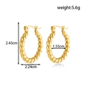 Minimalist twisted gold stainless steel hoop earrings with 24mm diameter size details - ER-1690/Twisted Rope Spiral