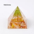 Handmade Tree of Life Orgonite Pyramid with green stones and resin finish - TREE006-Tree of Life/Red+Green Stones