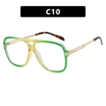 Lunettes de soleil carrées avec monture dégradé vert-jaune et branches dorées - Monture Jaune Vert Verres Transparents