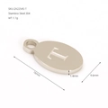 Oval stainless steel pendant with letter T engraving and technical dimensions - Letter T(ZA2254S-T) / Pendant Only / Silver