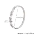Bracciale a torsione in argento con doppia fila di zirconi e fibbia a ferro di cavallo - Z436-Bracciale Rigido a Torsione con Zircone Bianco Colore Acciaio