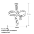 Polished silver stainless steel bow pendant with dimensions 19mm x 24mm for DIY jewelry - Silver Bow