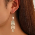 Gothic skull skeleton drop earrings in creamy white with red eye accents for Halloween - White Jointed Skeleton (WG-0863) / Glossy White