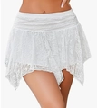 Mini-jupe en dentelle blanche avec ourlet asymétrique et textures florales élégantes - S / Blanc