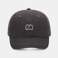 Close-up of white elephant embroidery on dark grey cotton twill baseball cap - Adjustable / Dark Gray