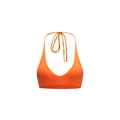 Vibrant orange halter yoga top with deep V-neck and adjustable neck ties for women - L -80 / Orange