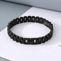 Bracciale a maglie in acciaio inossidabile nero stile cinturino con chiusura di sicurezza - 21cm / Nero