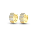 Luxurious S925 sterling silver gold plated huggie earrings with sparkling crystals - Gold