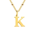 Collier à pendentif lettre K dorée avec chaîne à perles fine pour femmes - Lettre K / Or