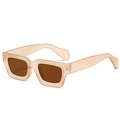 Vintage chunky square sunglasses with matte light orange frames and brown lenses - Transparent Tea Frame Tea Lens