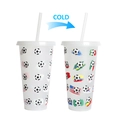 Gobelet réutilisable 710ml à changement de couleur avec motif football et paille - 701-800ml / Capuchon Blanc