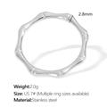 Eleganter Edelstahlring im Bambus-Stil in Silberoptik für Damen Größe US 7 - US 7# / Silberner Ring (JZ116S7)