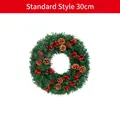 Corona de Navidad de 30cm con agujas de pino, bayas rojas y piñas naturales - Estilo Sencillo / 30cm