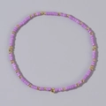 Pulsera elástica bohemia con cuentas de vidrio lavanda y detalles de cobre dorado - Cuentas de Columna Púrpura Oscuro Oro