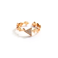 Rose gold adjustable open ring with geometric triangle hollow design and inlaid zircons - Rose Gold Geometric