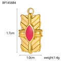 Detail showing dimensions of 1.7x1.0cm for the gold stainless steel red oval pendant - Peach Pink Gemstone (BP1456B4)