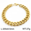Polished gold curb chain bracelet for men, stainless steel jewelry, 200x9.5mm size - 9.5mm Gold