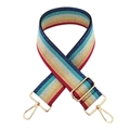 Rainbow striped crossbody bag strap with metallic glitter and gold lobster clasps - Rainbow Style 4 + Gold Buckle