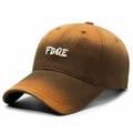 Vintage gradient brown washed baseball cap with 3D FBQE embroidery and distressed finish - Adjustable / Coffee