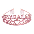 Dettaglio corona di compleanno in oro rosa con strass rosa e motivi a cuore - Corona / GIRL Oro Rosa Strass Rosa