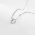 Elegant 925 sterling silver necklace with a D-shaped letter pendant set with small diamonds - D-Necklace-Silver