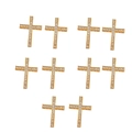 Detailed view of ten golden cross pendants with sparkling zircons for DIY jewelry making - 6# Gold Large Rhinestone Cross (10Pcs)