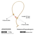Detail of gold ocean-themed stainless steel necklace with star charms and toggle clasp - Star Flower T-Bar (JDN0202009)