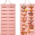 Hängender Organizer aus rosa Filz für Haarklammern mit mehrstöckiger Aufbewahrung - 80*35cm / Rosa