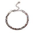 Close-up of 5mm stainless steel leopard print snake chain bracelet with lobster clasp - Steel Color 5mm Leopard Bracelet