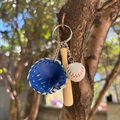 Mini baseball keychain with blue glove, wooden bat and ball on a natural background - 2CM White Ball Long Bat Royal Blue