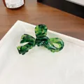 Vintage dark green marble texture acetate bow hair claw clip for elegant women - 7CM (Small) / Dark Green