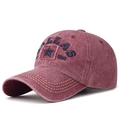 Casquette de baseball vintage bordeaux délavée avec patch brodé Dallas 1841 bleu - Réglable / Bordeaux