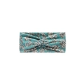 Teal floral sports headband with elastic fabric and central knot design for yoga - Blue Green Ditsy Floral