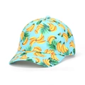 Light blue tie-dye baseball cap featuring tropical yellow banana and green leaf prints - Light Blue Tropical Fruit Style (37#)