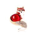 Spilla a forma di volpe vintage con smalto rosso e coda decorata con strass lucidi - Rosso