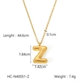 Detail view of golden bubble letter Z pendant with precise dimensions and weight specs - Letter Z (HC-N40051-Z)