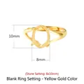 Adjustable S925 sterling silver 8x10mm oval four-prong ring setting in gold finish - Stone Size 8*10mm / Gold
