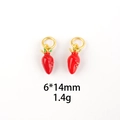 Macro detail of strawberry fruit charm pendant in red enamel with 6x14mm dimensions - Small Strawberry (6*14mm)