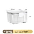 Contenitore alimentare da 460ml in plastica trasparente con clip bianche, 12x10,5x7cm - 460ml / 12x10.5x7cm