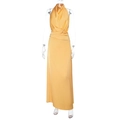 Elegant yellow halter satin long dress with backless design and silky finish - XS / Yellow
