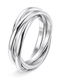 Bague rotative triple anneau argenté avec motifs gravés d'étoiles et de lune - Taille 8 / Trinity Argent 6MM / Argent