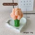 Pink tulip flower bouquet scented candle in 9.8cm height with a white heart tray - Tulip (Flesh Pink Shangri-La)